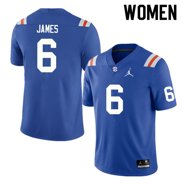 Women #6 Shemar James Florida Gators College Football Jerseys Sale-Throwback